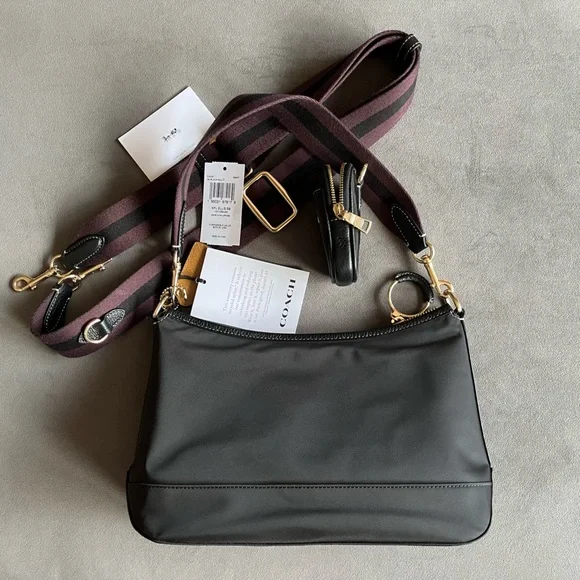 Coach Ellis Shoulder Bag Nylon Crossbody w/ Coin Pouch~NWT~ Black CA205